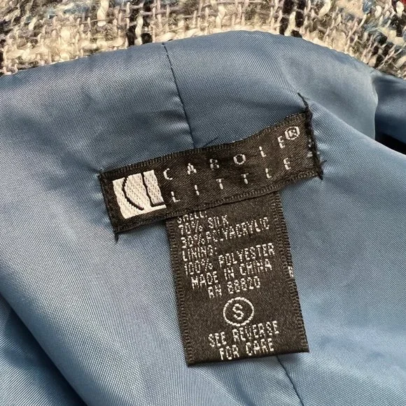 Vintage Silk Tweed Long Trench Jacket Peacoat Light Woven Preppy Light Academia - Picture 4 of 6